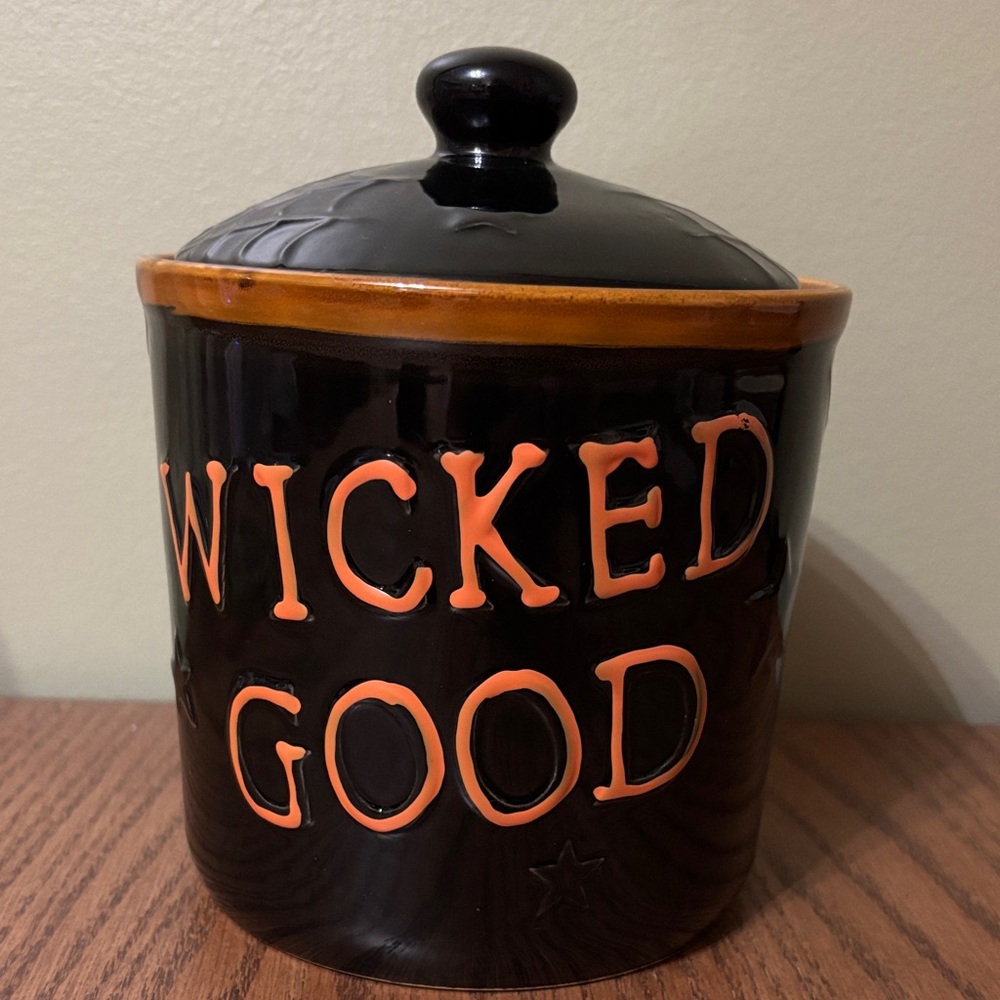 Black and Orange Ceramic Jar